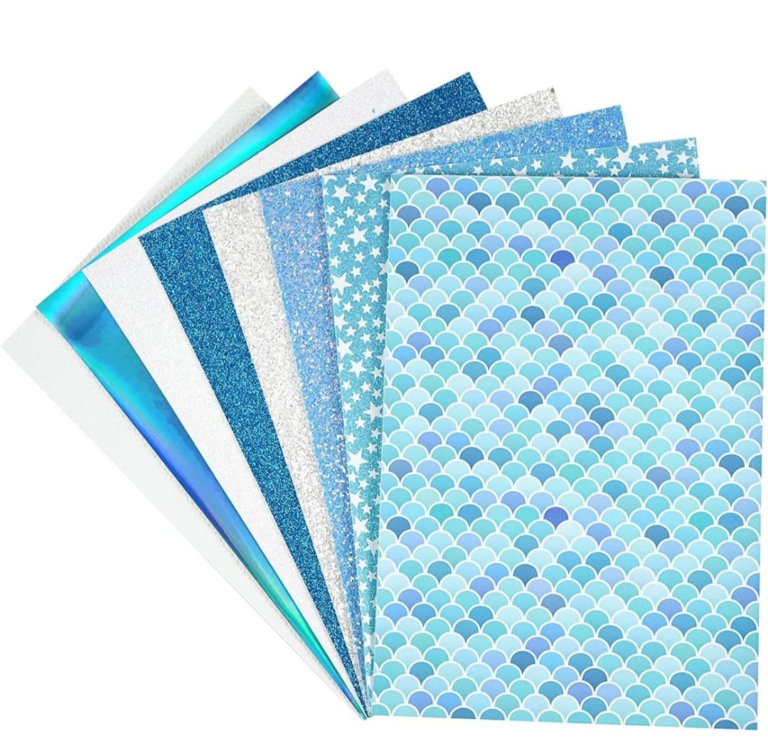 Blues-faux leather backing set