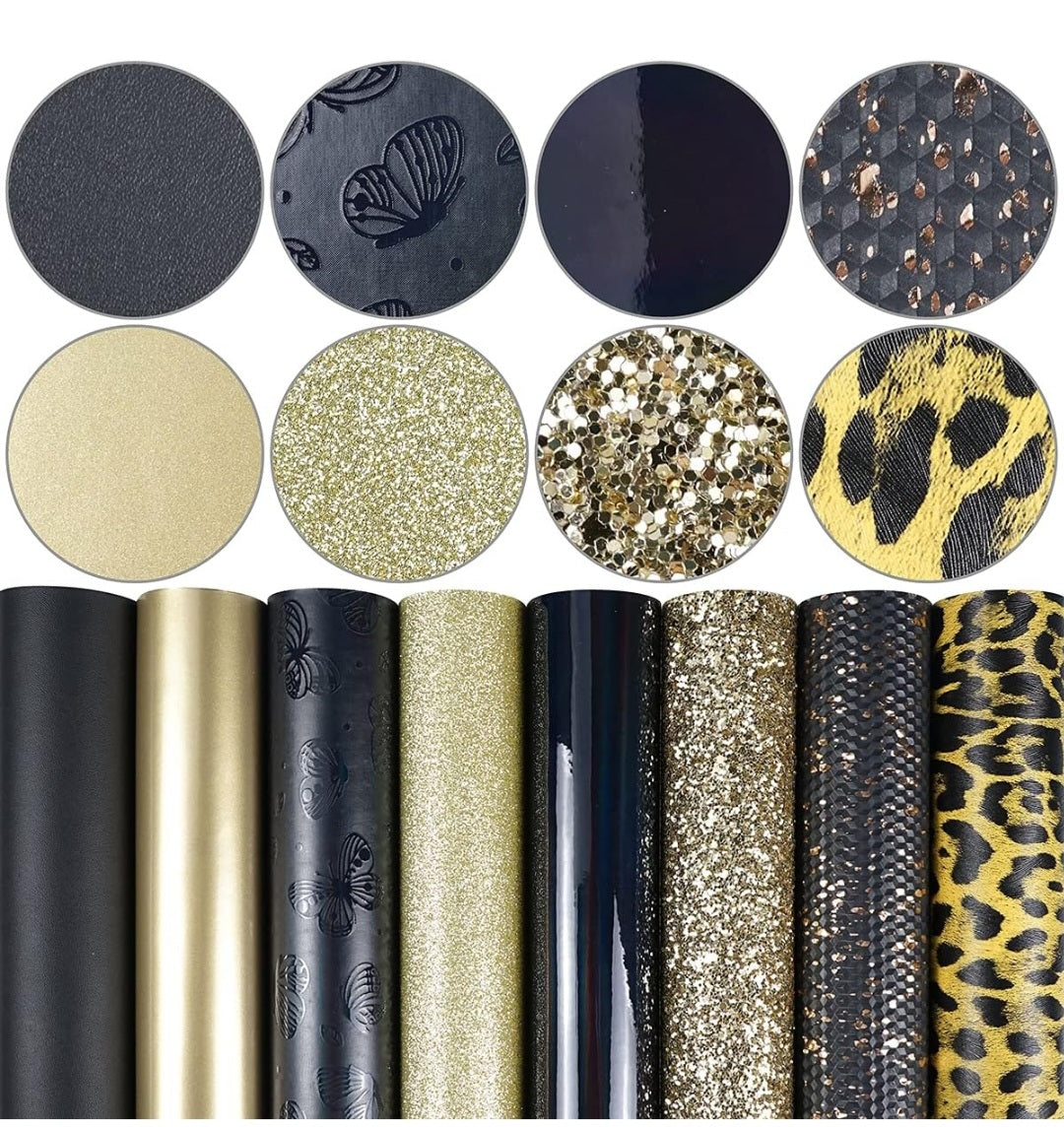 Yellow & black- faux leather backing